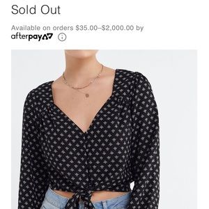 UO Printed Tie-Front Blouse